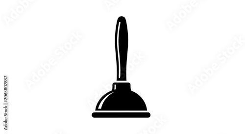 Black Silhouette Icon of a Plunger for Plumbing and Maintenance