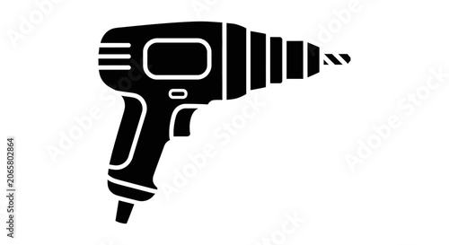 Black Silhouette Icon of a Power Drill Tool