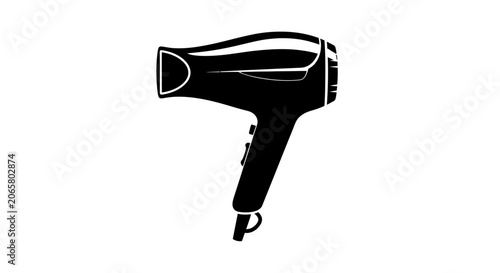 Black Silhouette Icon of a Professional Hair Dryer