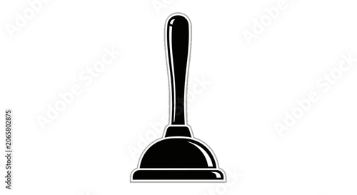Black Silhouette Icon of a Plunger for Plumbing and Maintenance