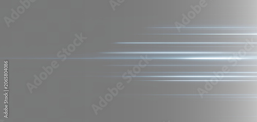 Obraz na plátně Blue neon speed lines, abstract horizontal laser paths texture, cyber fast track
