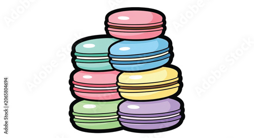 Colorful Macarons Stacked Together.