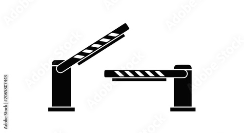 Vector illustration of vector icon of automatic barrier gates for parking or security access control on a transparent background