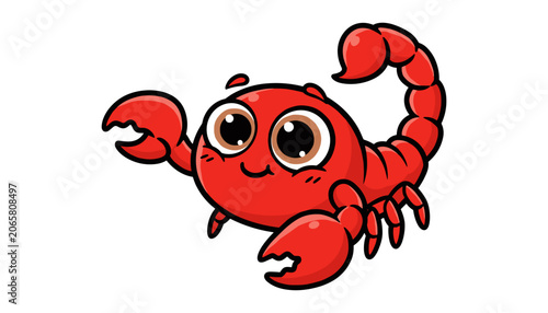 Obraz na płótnie Adorable small red scorpion cartoon character illustration with scorpion