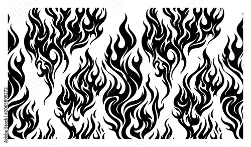 Fotografie Fire flame pattern with tribal stylized elements in dynamic decorative style