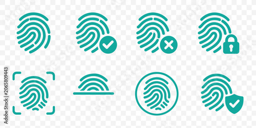Tableau sur toile Fingerprint scan icons collection in black