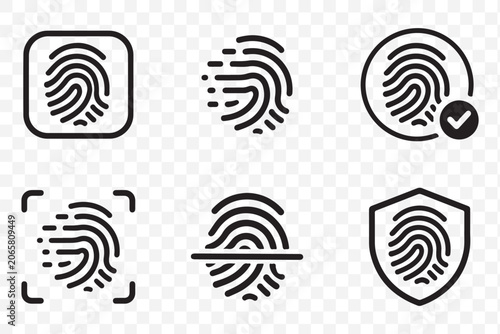 Foto Fingerprint scan icons collection in black