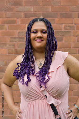 young woman with braided afro hair 