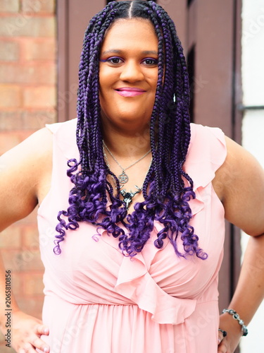 young woman with braided afro hair 