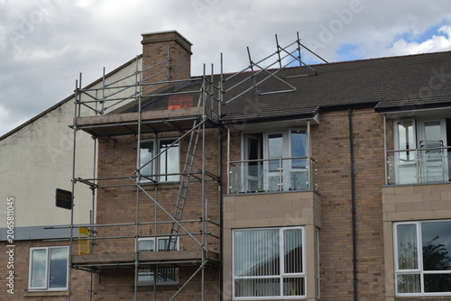 a building with scaffolding 