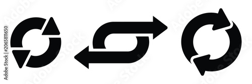 Foto Thin reverse arrow icon set featuring replace action symbols, direction reversal icons, swap navigation elements, and editable stroke vector illustrations