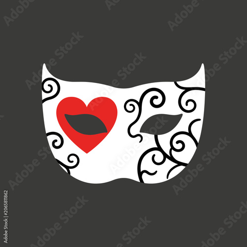 Venetian Mask with Heart and Swirls