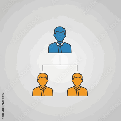 Teamwork organizational chart, business hierarchy, people network