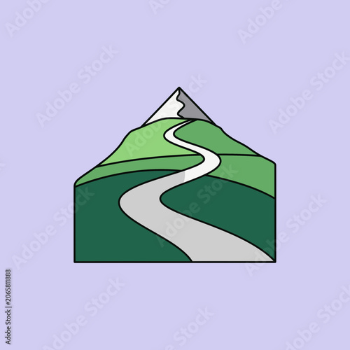 Winding mountain road through green hills, travel concept