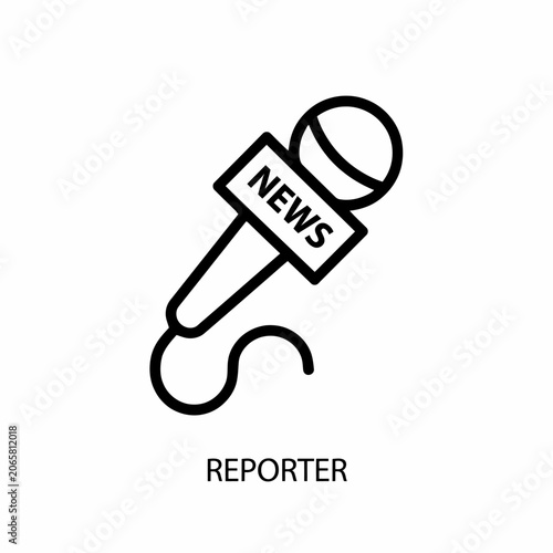 Black and White Microphone Graphic Representing News Reporter Icon Design