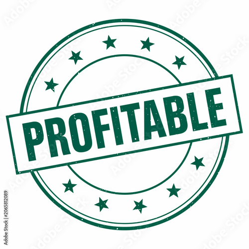 Profitable business stamp design with green stars isolated on clear background