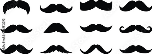 Tableau sur toile Set of black mustache silhouettes