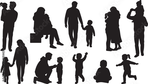Black silhouettes of people and children