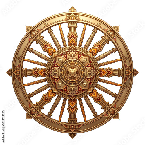 Jagannath Rath Yatra Badge Golden dharmachakra wheel symbol for spiritual
