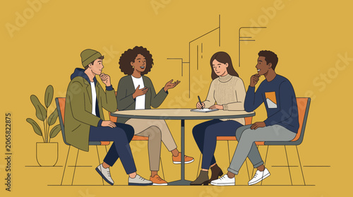 Diverse group of people having a meeting.
