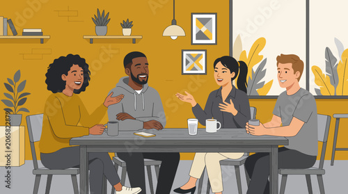 Diverse group of people having a meeting.