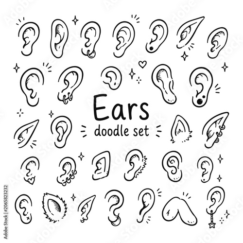 Obraz na plátně ears doodles set