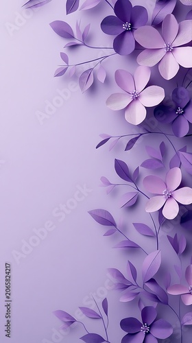 Elegant lavender floral arrangement with delicate paper flowers and leaves