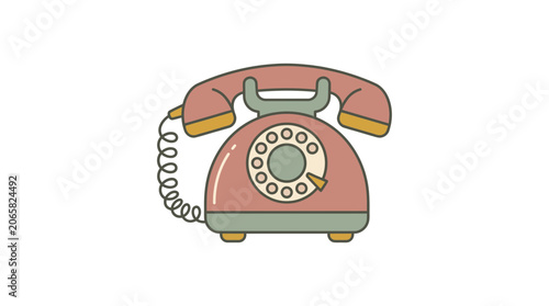 Retro Rotary Dial Telephone, Vintage Communication Device, Pink and Teal Colors