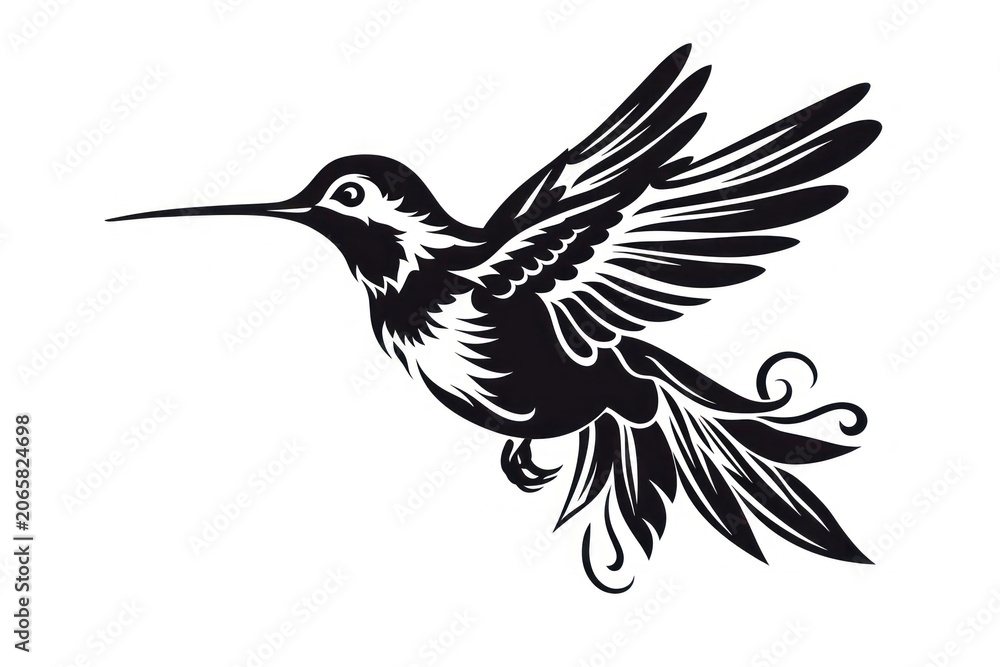 Fototapeta premium Hummingbird animal white woodpecker.