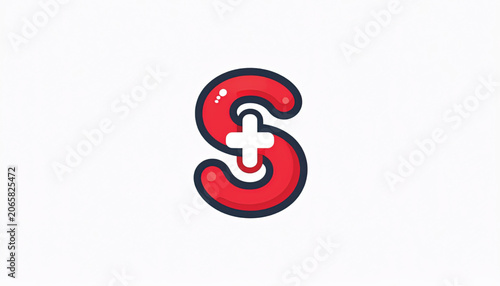 Red Cross Symbol on White Background.