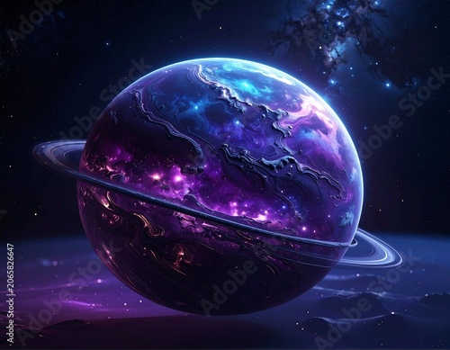 Abstract glowing crystal orb sphere floating.