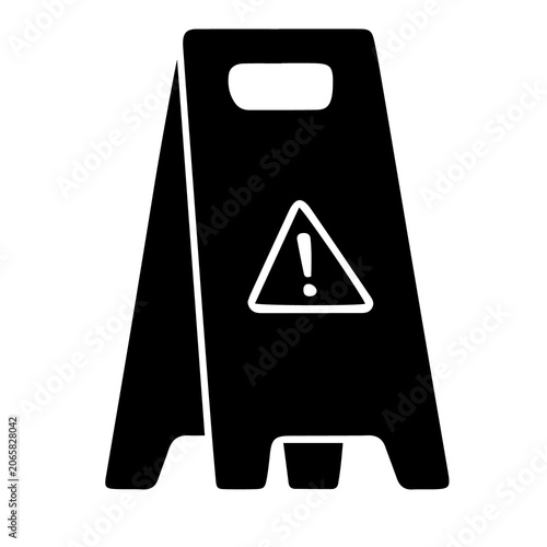 Konstfotografi Warning sign icon for wet floor and slip hazard alert with cleaning maintenance