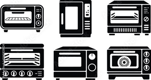 microwave and oven vector icon set