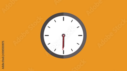 Modern wall clock icon with orange background.4k video