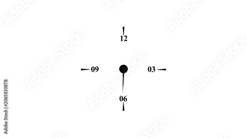 Minimalist clock face with black hands on white background