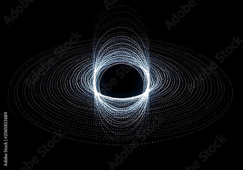 Konstfotografi Abstract digital representation of a black hole with glowing particle rings