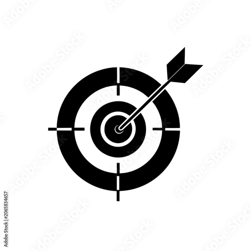 Black target icon with arrow in the center Vector