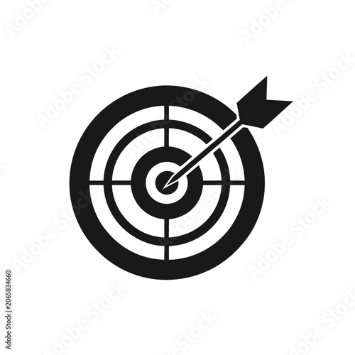 Black target board with arrow in the center Vector