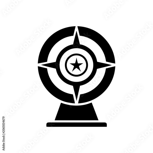 Black compass icon with a star in center Vector