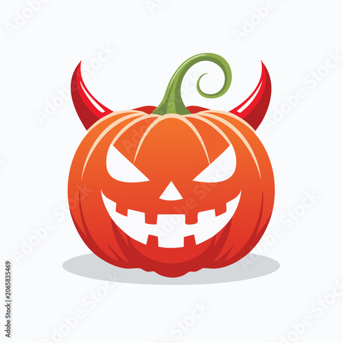 Scary Halloween Pumpkin with Devil Horns
