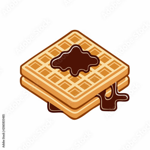 Stack of Waffles with Chocolate Syrup