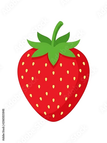 Fresh strawberry with green leaves isolated.