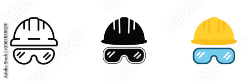 Foto Hard Hat with Goggles Icon Representing Construction Safety Helmet, Protective G