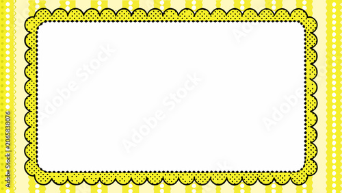 Yellow striped frame with wavy scalloped edge Vector