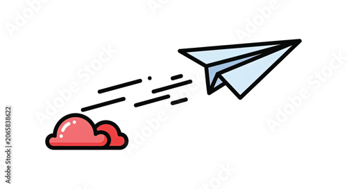 Paper airplane flying through air fast.