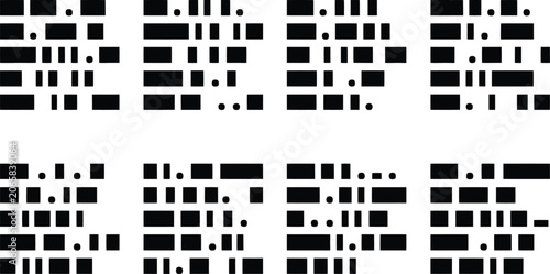 Fotografía Abstract Morse Code Pattern Vector, Minimalist Black and White Encrypted Message
