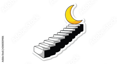Piano keys with crescent moon symbol.