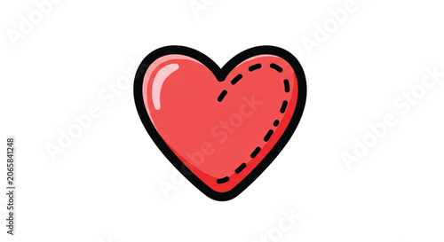 Red heart with black outline symbol.