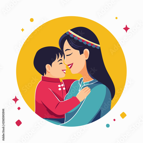 Mother and Son Embrace