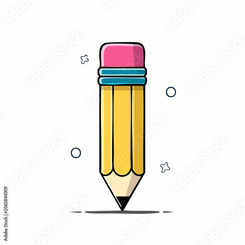Yellow Pencil with Pink Eraser and Blue Band